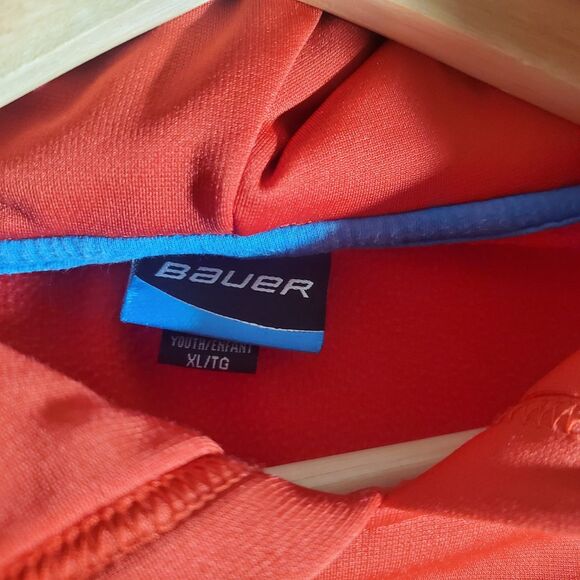 Bauer Youth XL Red Hockey Logo Hoodie Pullover - Picture 5 of 7